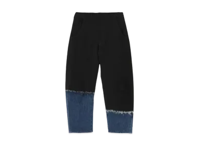 Yohji Yamamoto Y's 10OZ DENIM DISCHARGE TIE DYE GUSSET WIDE PANTS "Black"