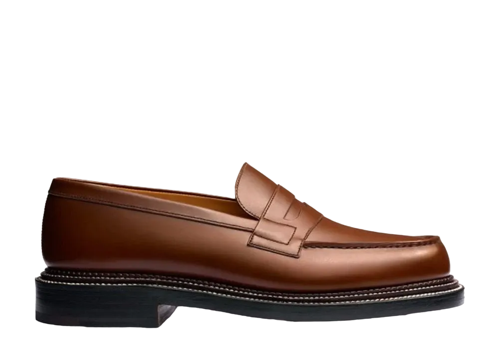 J.M.Weston Triple Sole Loafer #385 D Box Calf "Tan Brown"11411823854F Triple Leather Sole