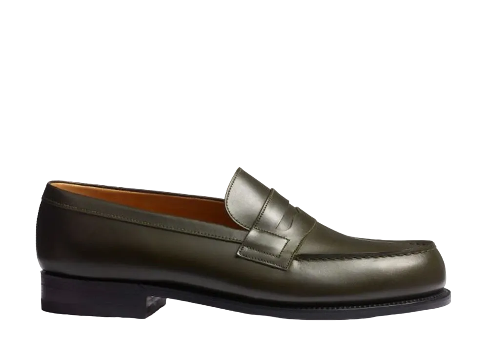 J.M.Weston Signature Loafer #180 D Box Calf "Hunter Green" 11411841801F Single Leather Sole