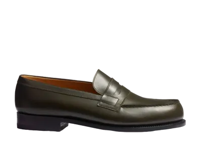 J.M.Weston Signature Loafer #180 D Box Calf "Hunter Green" 11411841801F Single Leather Sole