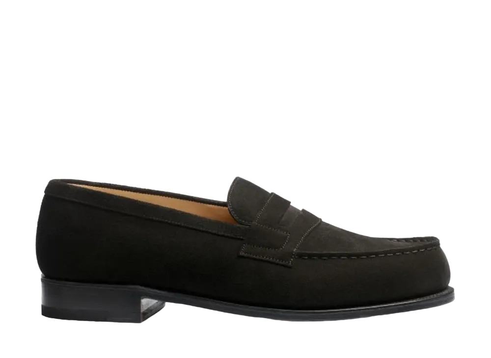 J.M.Weston Signature Loafer #180 D Suede Calf "Black" 11415011801F Single Leather Sole