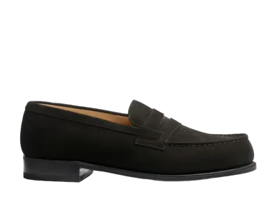J.M.Weston Signature Loafer #180 D Suede Calf "Black" 11415011801F Single Leather Sole