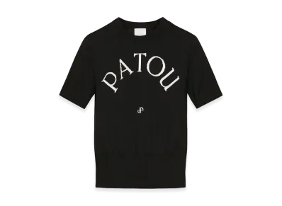 PATOU Women's Jacquard Knit Top In Eco-Friendly Cotton Blend "Black"