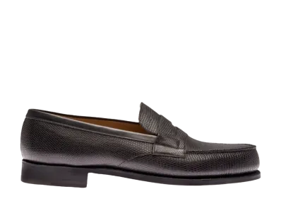J.M.Weston Signature Loafer #180 D Lizard "Black" 114184118010 Single Leather Sole