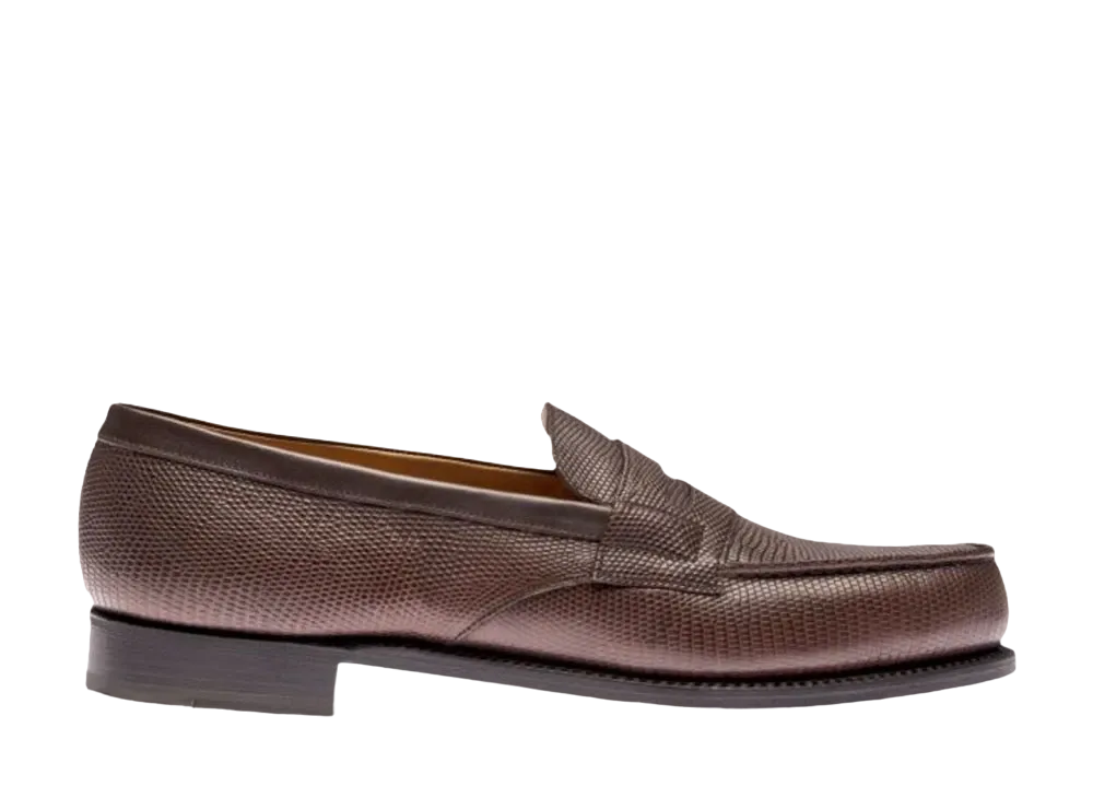 J.M.Weston Signature Loafer #180 D Lizard "Brown" 114184618010 Single Leather Sole