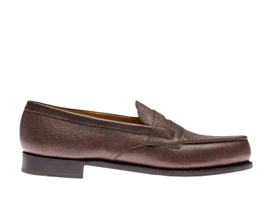 J.M.Weston Signature Loafer #180 D Lizard "Brown" 114184618010 Single Leather Sole