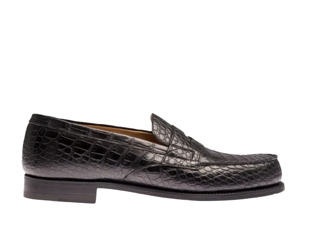 J.M.Weston Signature Loafer #180 D Alligator "Black" 114188118010 Single Leather Sole