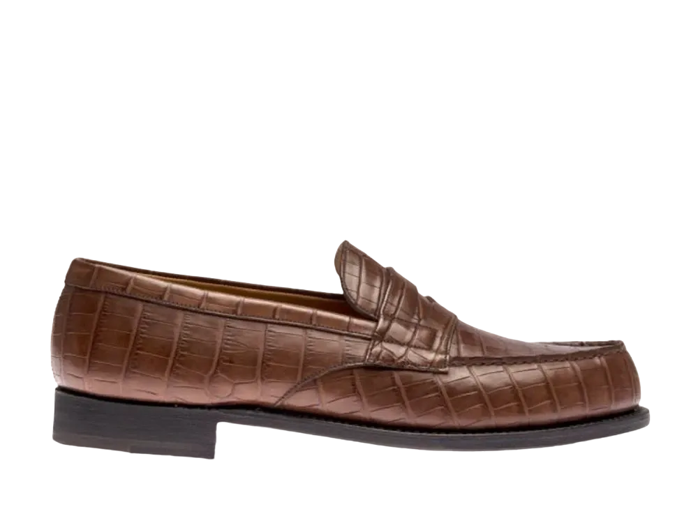 J.M.Weston Signature Loafer #180 D Alligator "Golden Brown" 114189018010 Single Leather Sole