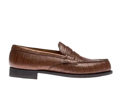 J.M.Weston Signature Loafer #180 D Alligator "Golden Brown" 114189018010 Single Leather Sole