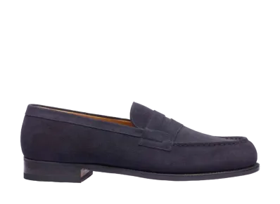 J.M.Weston Signature Loafer #180 D Suede Calf "Essential Blue" 1141FFI1801F Single Leather Sole