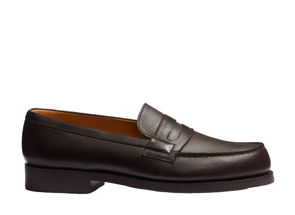 J.M.Weston Signature Loafer #180 D Grain Calf "Coffee" 1141GAE1801T Monogram Rubber Sole