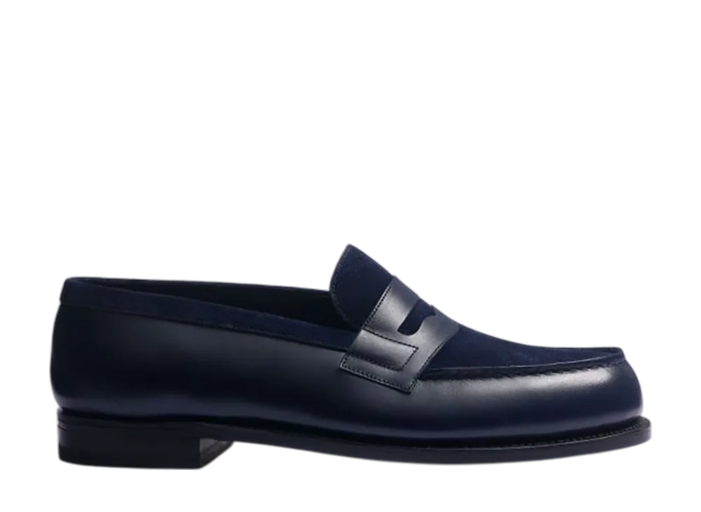 J.M.Weston Signature Loafer #180 "Navy Box Calf & Suede"