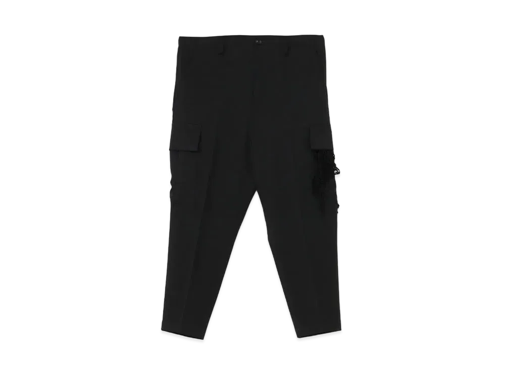 Yohji Yamamoto Y's WOOL GABARDINE CENTER PRESS CARGO PANTS "Black"