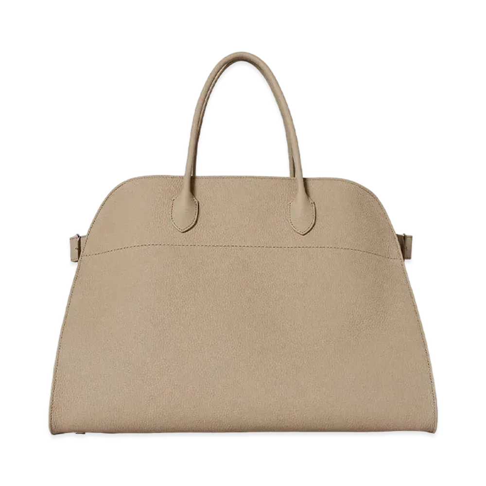 The Row Soft Margaux 17 Bag in Leather "Taupe"