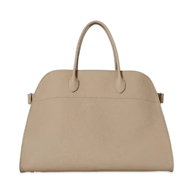 The Row Soft Margaux 17 Bag in Leather "Taupe"