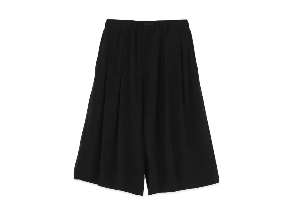 Yohji Yamamoto Y's TA/PE DE CHINE TUCK BIG HALF PANTS "Black"