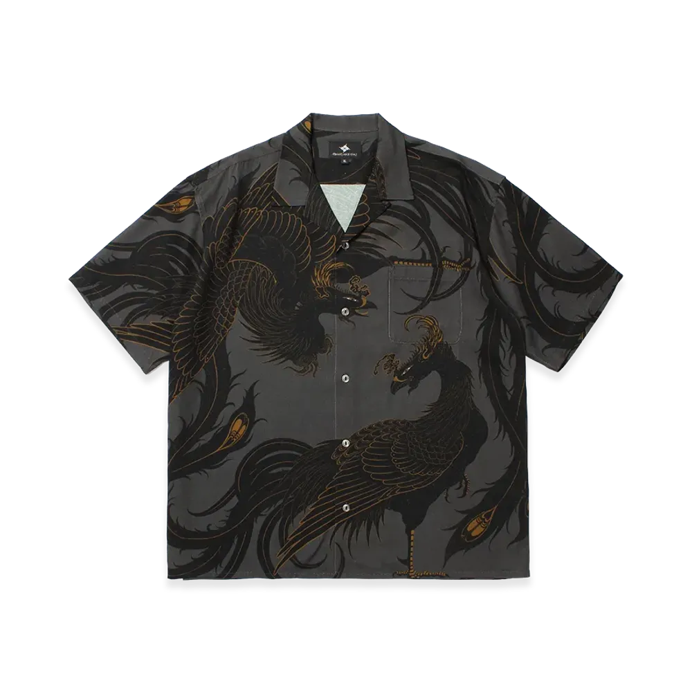 APHRODITEGANG GAKKIN x BUDSPOOL Kokuzuicho Hawaiian Shirt "Black"