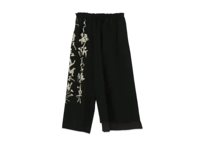 Yohji Yamamoto Y's WOOL GABARDINE CALLIGRAPHY DISCHARGE PANTS "Black"