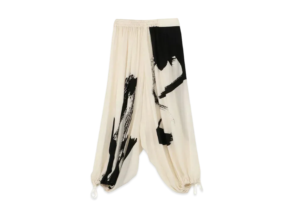 Yohji Yamamoto Y's SILK SATIN CALLIGRAPHY PANTS "White"