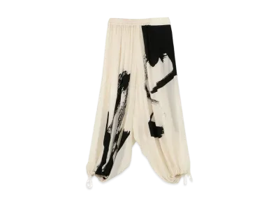 Yohji Yamamoto Y's SILK SATIN CALLIGRAPHY PANTS "White"