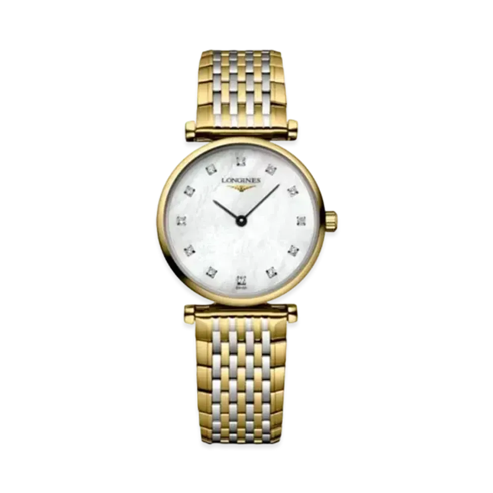 Longines La Grande Classique de Longines 24.00mm "White Mother-of-Pearl/Yellow/Stainless Steel" L4.209.2.87.7