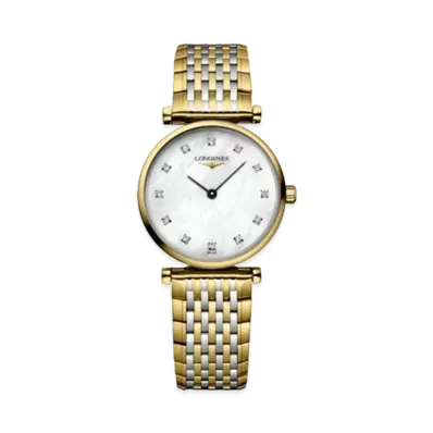 Longines La Grande Classique de Longines 24.00mm "White Mother-of-Pearl/Yellow/Stainless Steel" L4.209.2.87.7