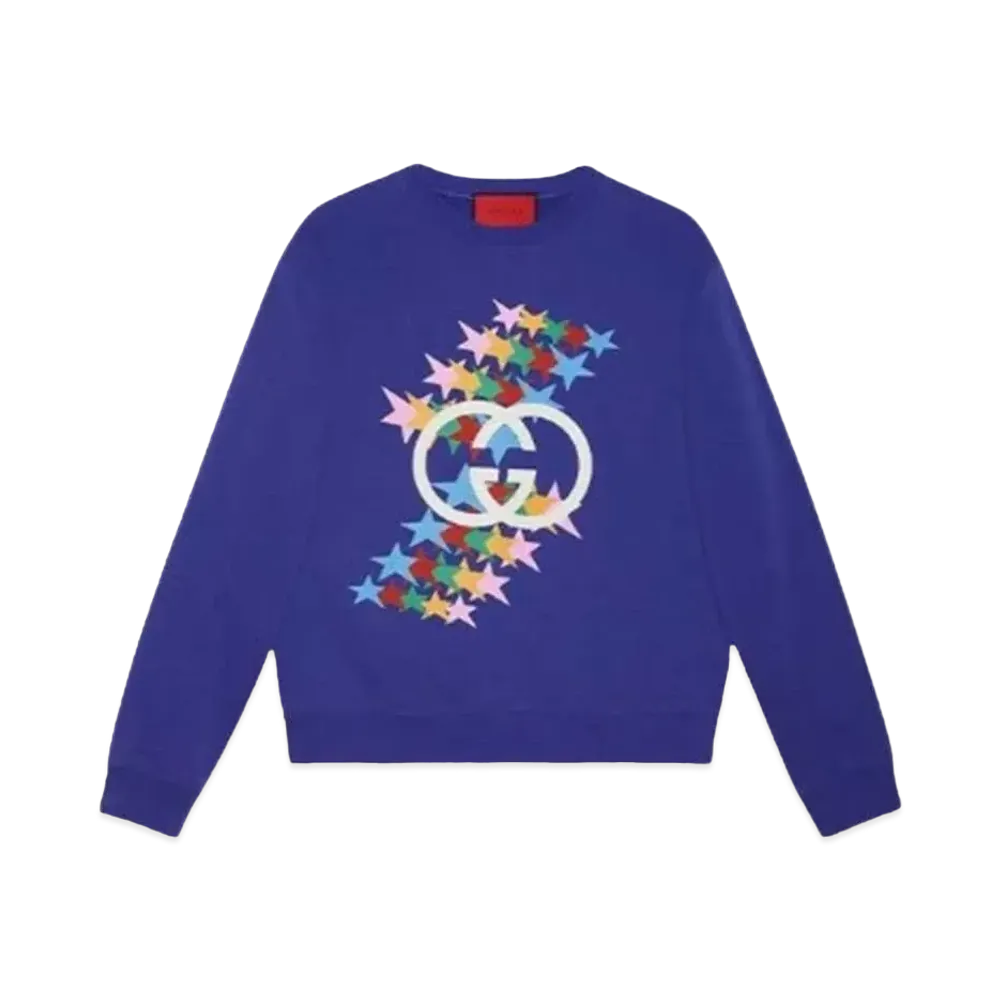 GUCCI Men's Rainbow Stars Crewneck "Purple"