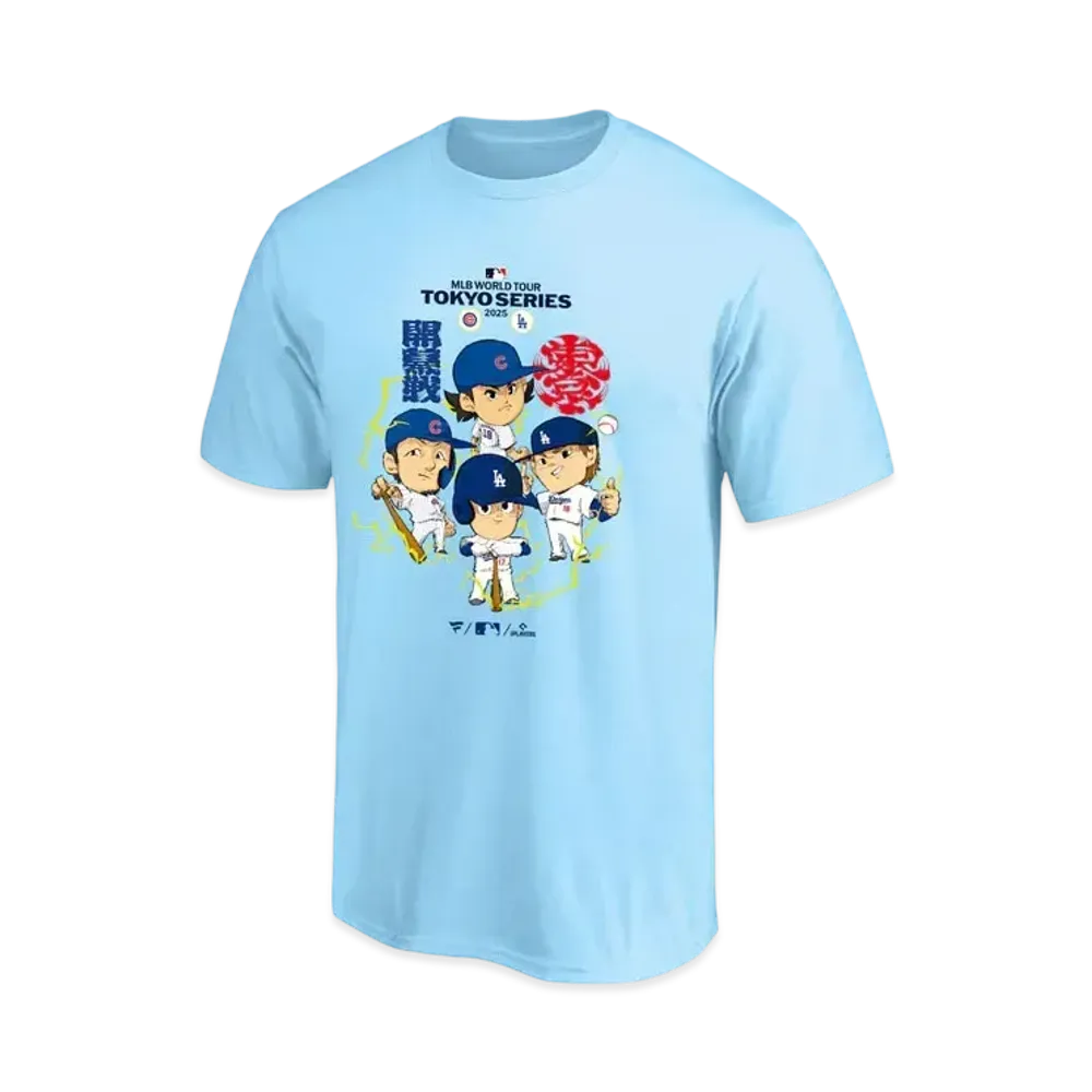 MLB Fanatics Shohei Otani Yoshinobu Yamamoto Shota Imanaga Seiya Suzuki MLB Tokyo Series Opening Game Illustration T-shirt "Light Blue"