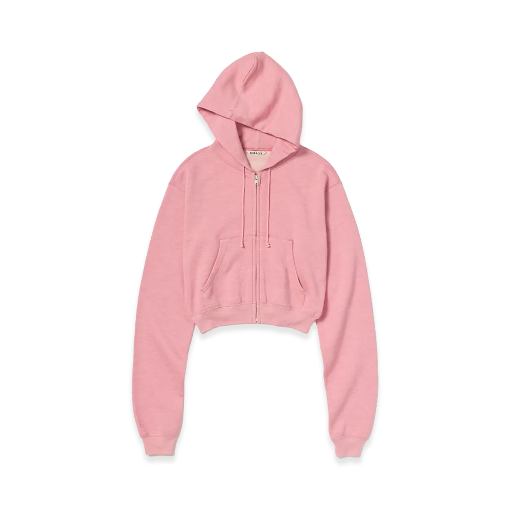 AURALEE Women's High-Twist Compact Sweat Zip Parka "Top Pink"