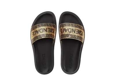 FENDI x Versace Fendace Logo Metal Mesh Sliders "Gold"