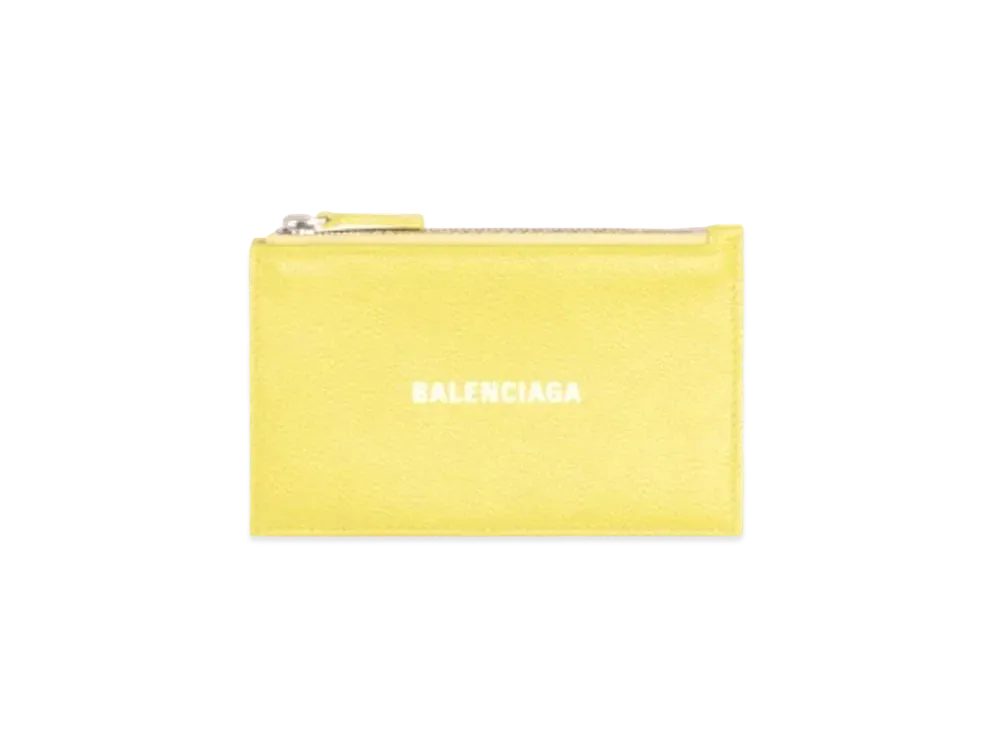 BALENCIAGA Cash Large Long Coin And Card Holder In Grained Calfskin "Yellow"