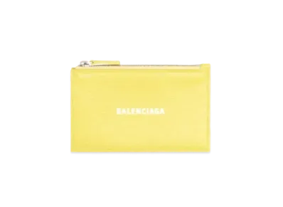 BALENCIAGA Cash Large Long Coin And Card Holder In Grained Calfskin "Yellow"