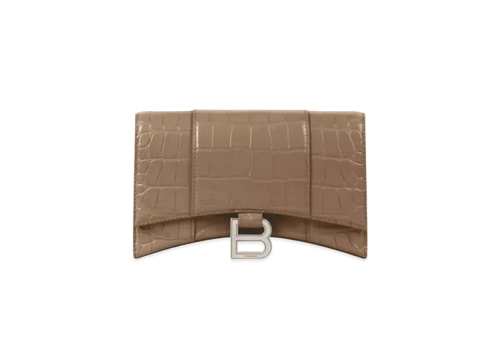 BALENCIAGA Hourglass Wallet With Chain "Gray&Silver"