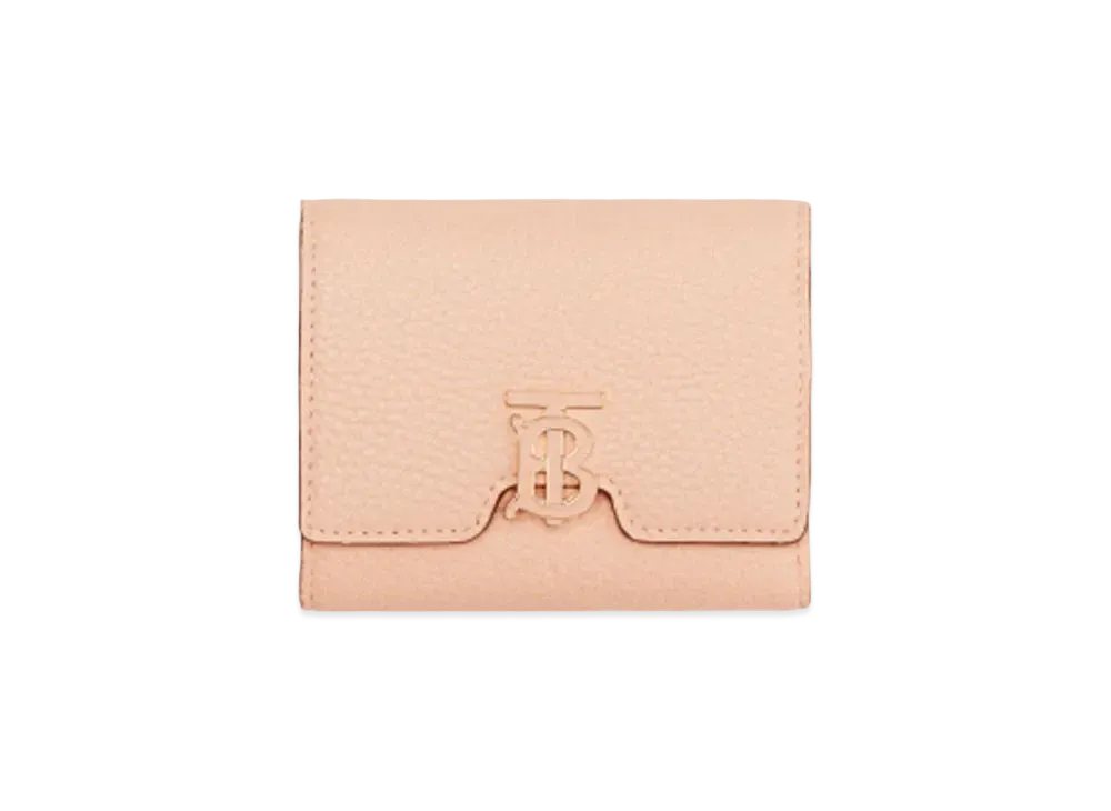 Burberry Grainy Leather TB Folding Wallet "Peach Pink"