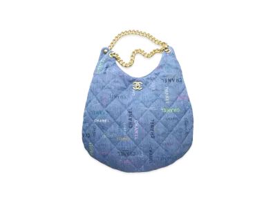 CHANEL Maxi Hobo Bag Print Denim "Blue/Multicolor"