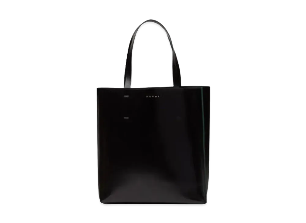 Marni MUSEO Shopping Bag In Smooth Shiny Calfskin Leather "Black"