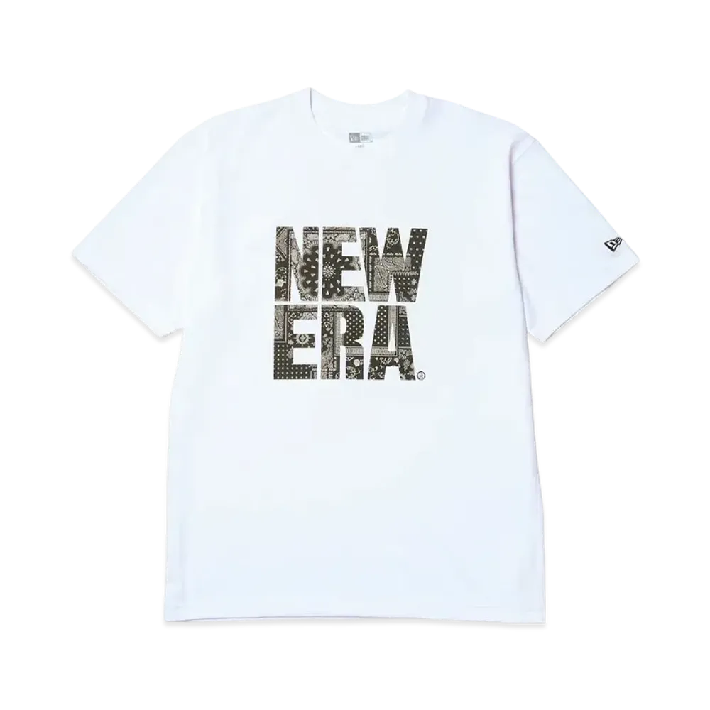 NEW ERA Short Sleeve Cotton T-Shirt Floral Paisley Square New Era Regular Fit "White"