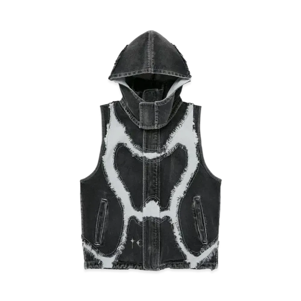 THUG CLUB Cave Denim Vest "Black White"