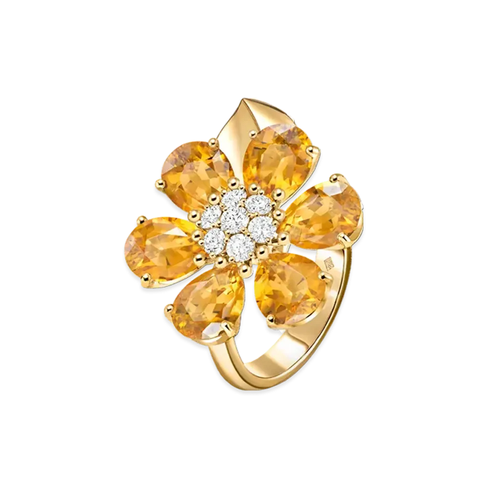 Van Cleef & Arpels Fleurette ring "18K Yellow gold/Citrine/Diamond"