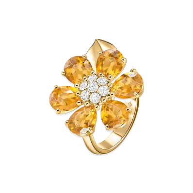 Van Cleef & Arpels Fleurette ring "18K Yellow gold/Citrine/Diamond"