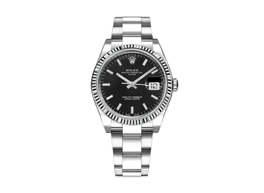 ROLEX Oyster Perpetual Date "Black/Stainless Steel/White Gold"