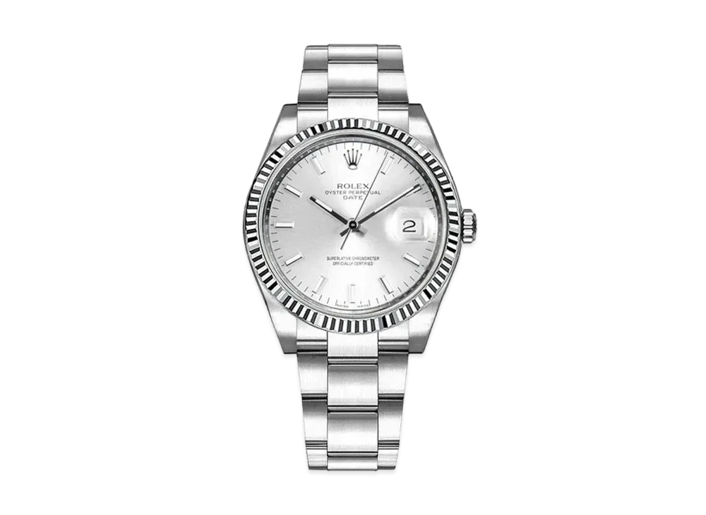 ROLEX Oyster Perpetual Date "Silver/Stainless Steel/White Gold"