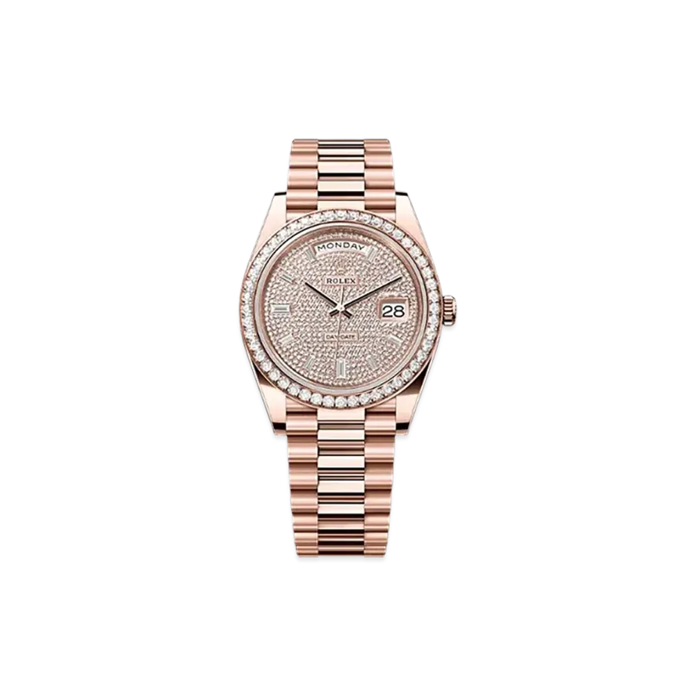 ROLEX Day-Date 40mm Everose Gold Diamond 228345RBR "Pave diamonds"