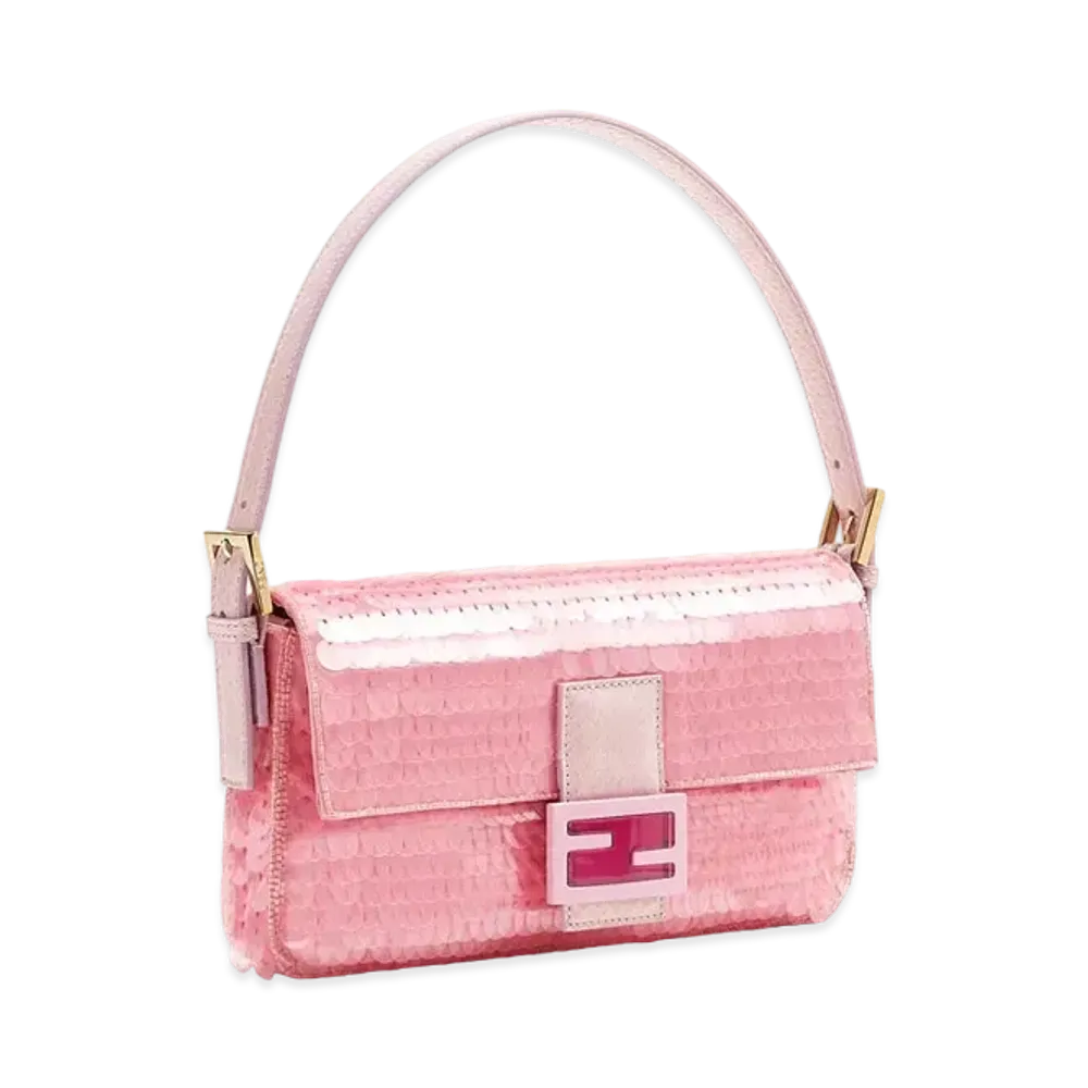 FENDI Baguette 1997 Satin Bag With Sequins "Pink"