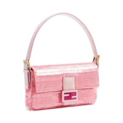 FENDI Baguette 1997 Satin Bag With Sequins "Pink"