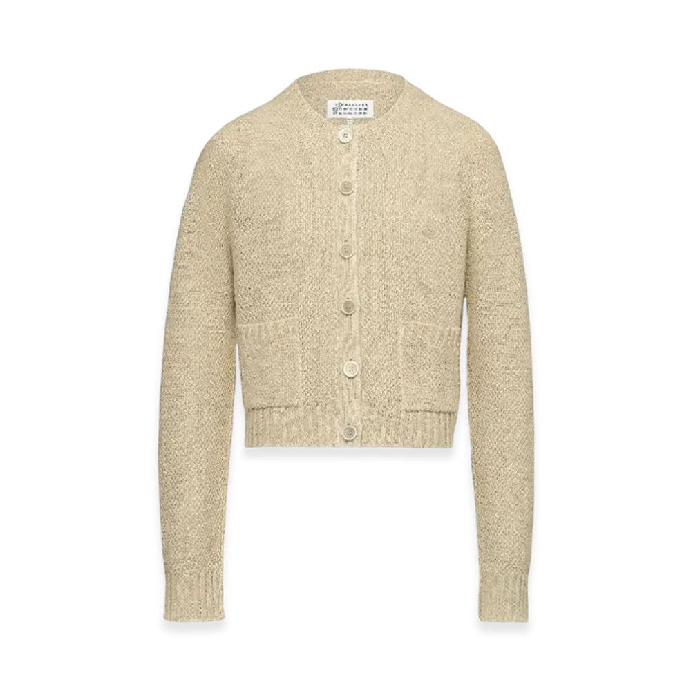Maison Margiela Women's Hemp Basket Weave Knit Cardigan "Banana"