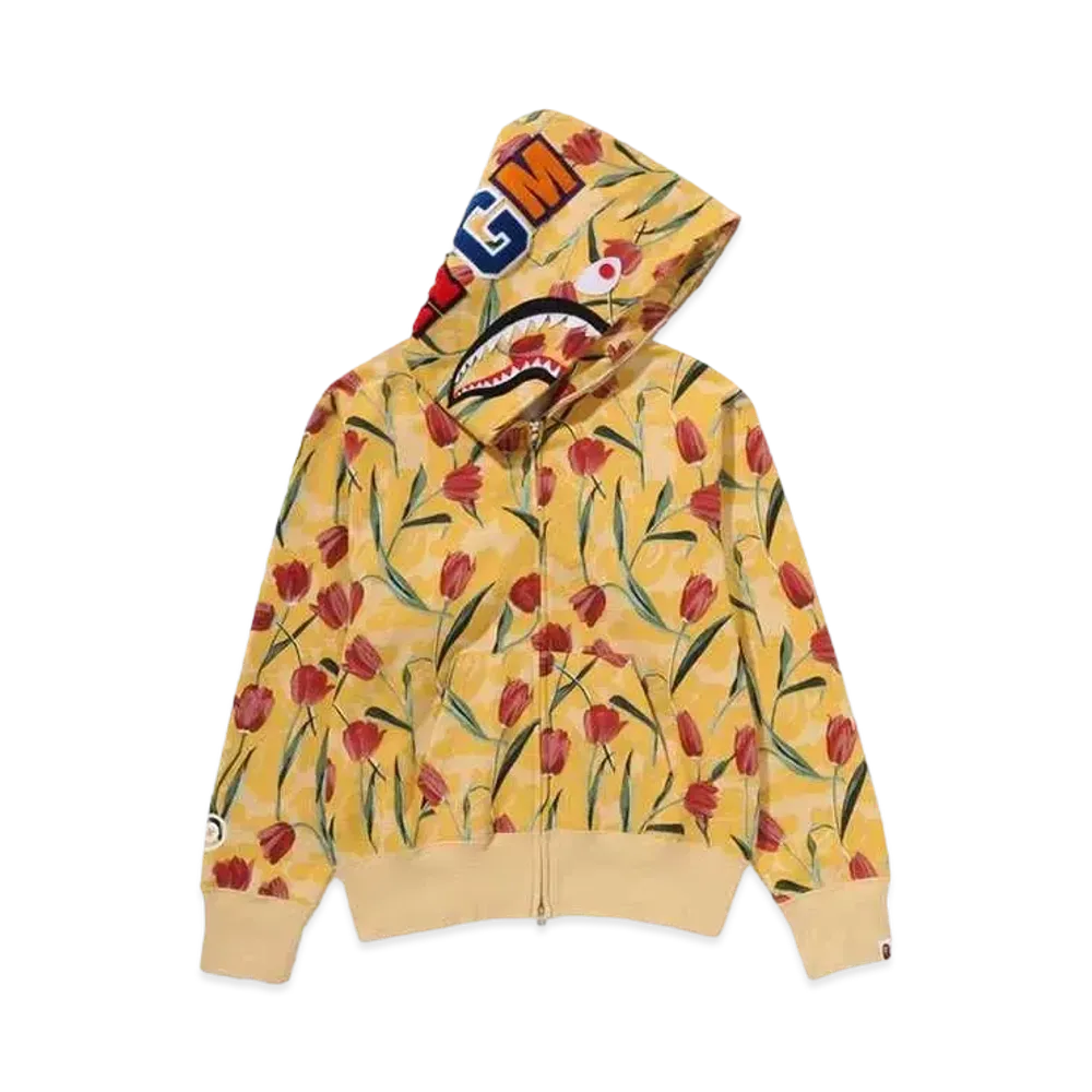 A BATHING APE Tulip Camo Shark Full Zip Hoodie "Yellow"