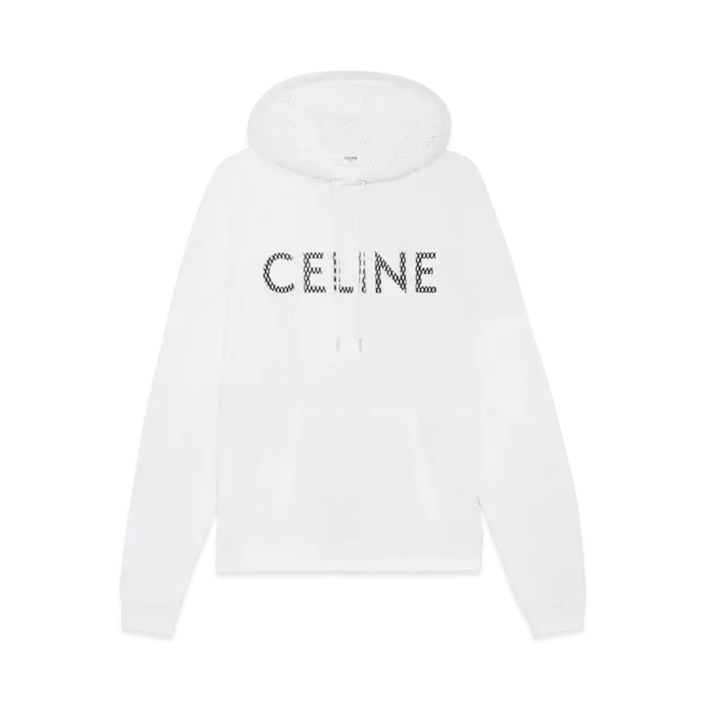 CELINE Loose Celine Hoodie In Cotton Mesh "Ecru/Black"