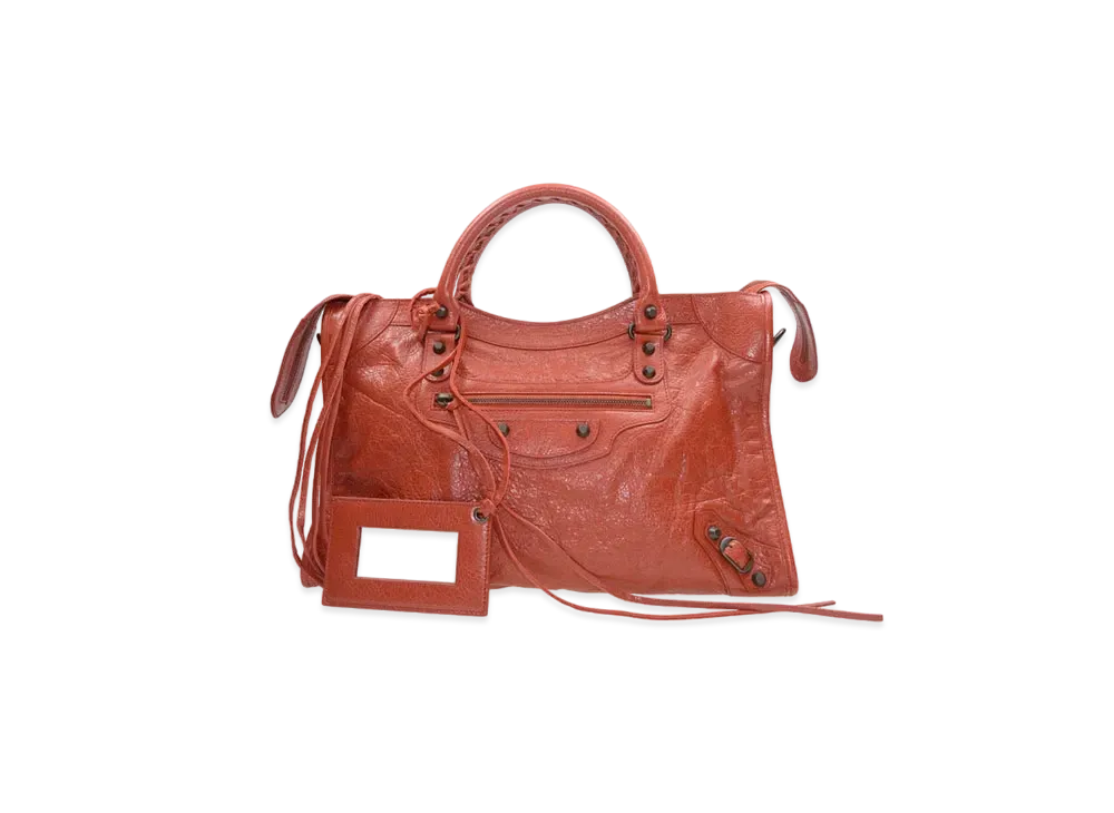 BALENCIAGA Handbag Lambskin "Orange Red"