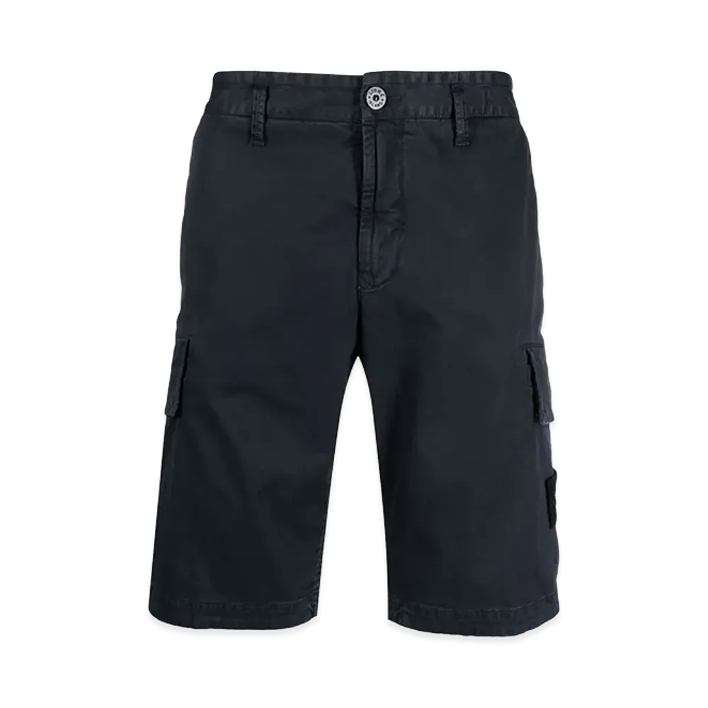 Stone Island Bermuda Cargo Shorts In Broken Twill "Blue"